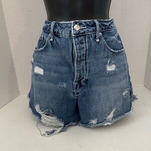 Good American Blue Distressed Jean Shorts 4/27